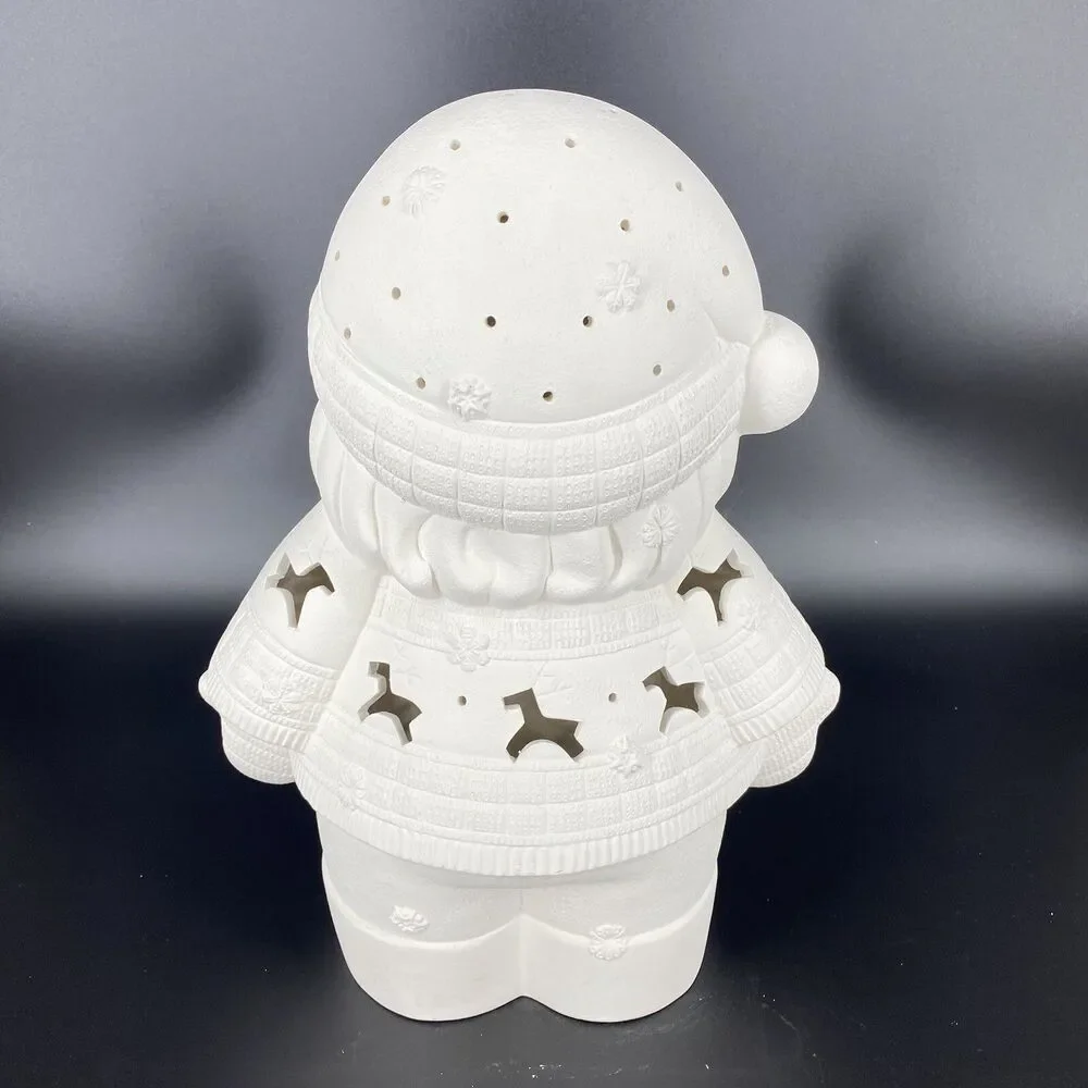 13” Ceramic Bisque Santa Luminary Ready to Paint Christmas Holiday Decor